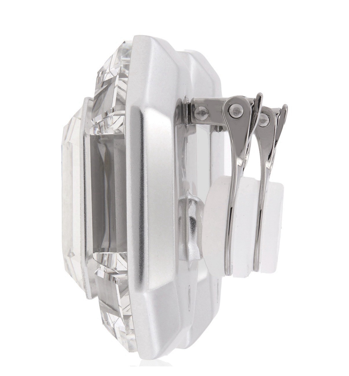 Swarovski Octagon Cut White Aluminum Metal Lucent Clip-On Earrings
