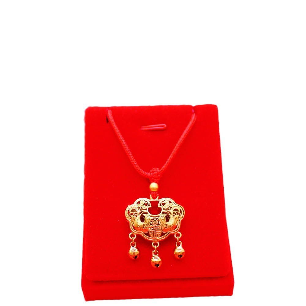 22K 23K 24K Thai Baht Yellow Gold Long Life Lock Pendant