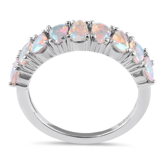 Simulated Mercury Mystic Topaz Ring Cubic Zirconia 925 Sterling Silver