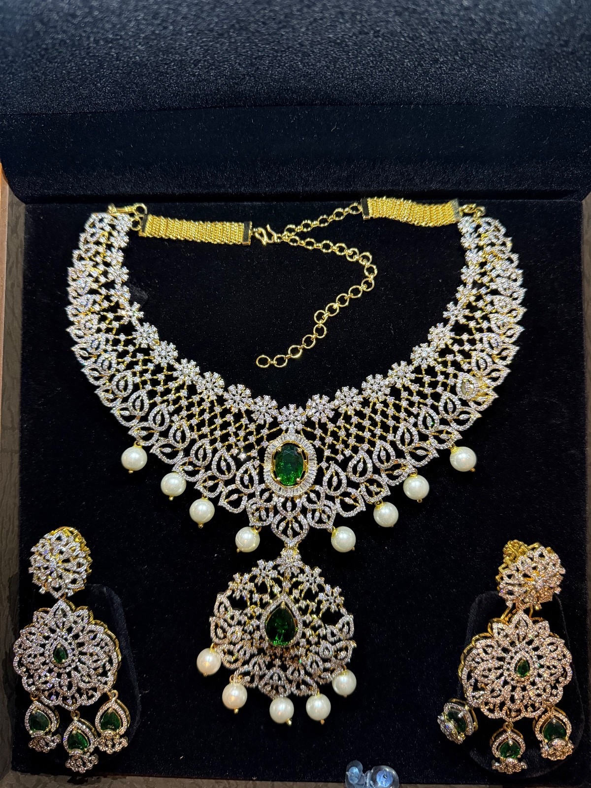 Sneha Rateria necklace diamond 5A cubic Zirconia 92.5% silver w/ gold polish