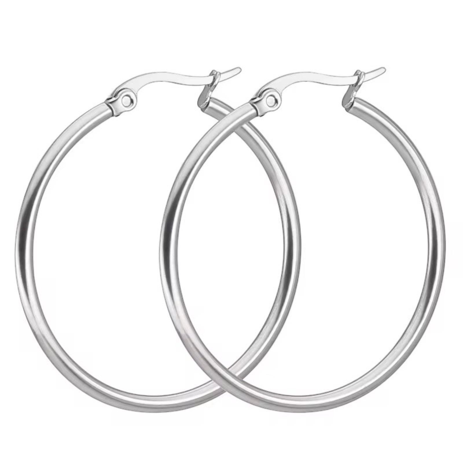 925 Sterling Silver 50mm 2” Big Round Large Thin Hoop Earrings A19