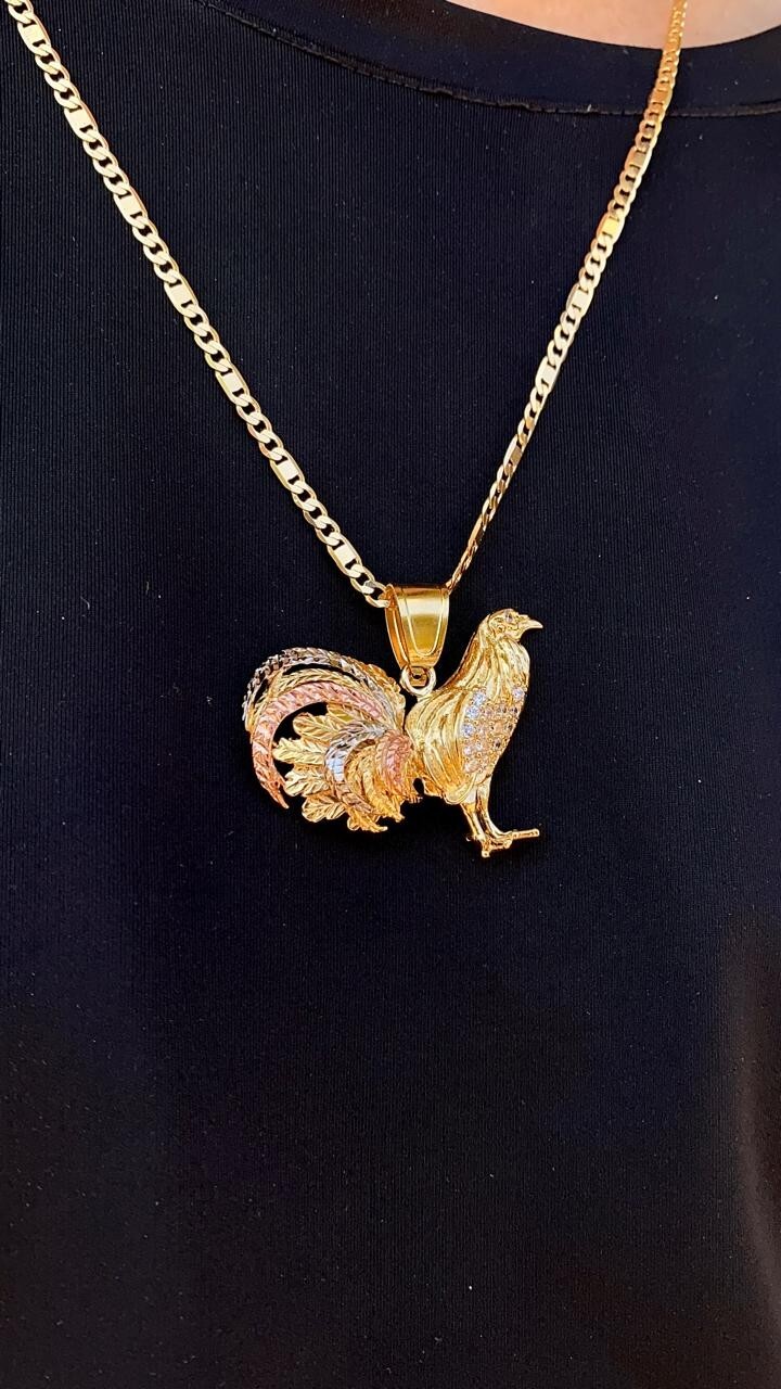 14K Gold Filled Chicken Rooster Necklace 24″ Valentino Figaro Chain Mens Adults