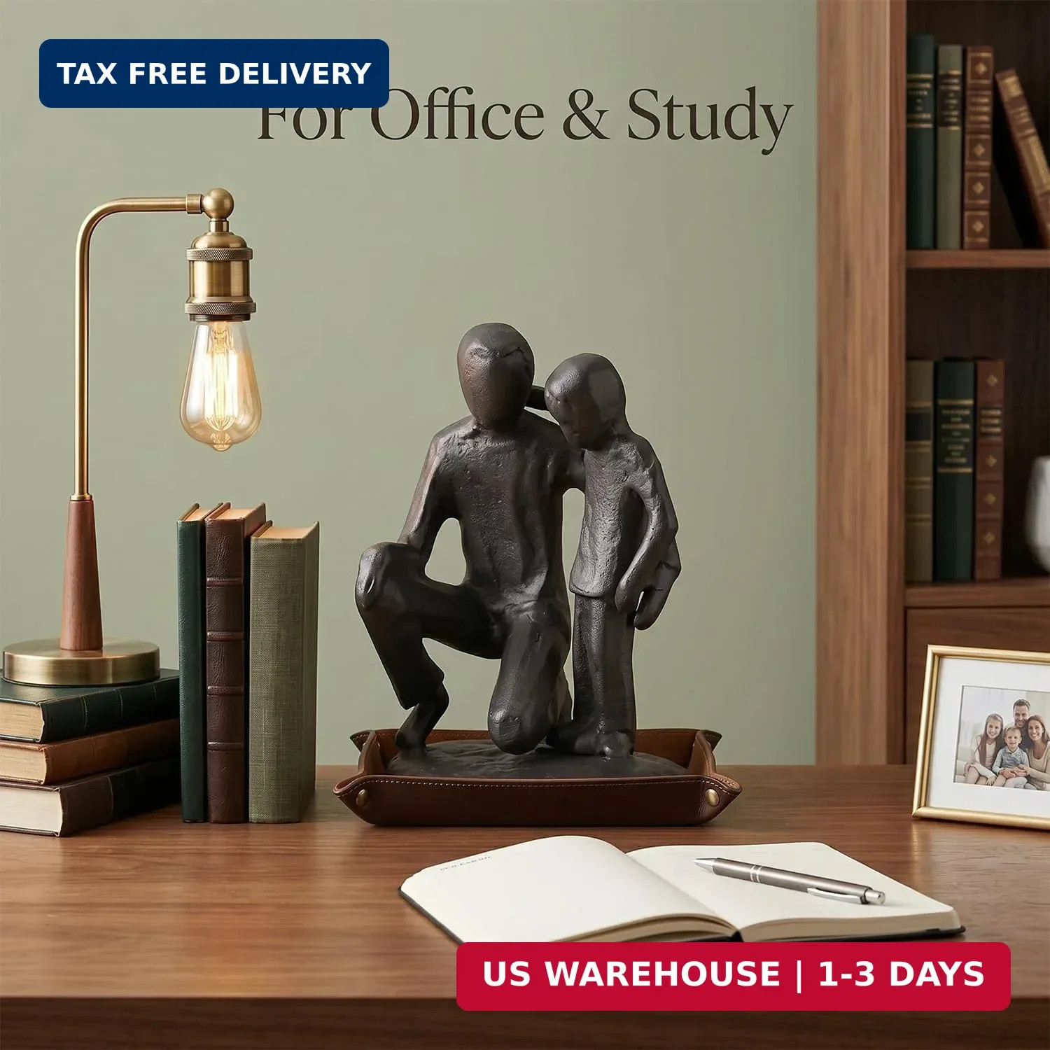 Iron Father and Son Sculpture,Sentimental Gift for Dad,Meaningful Birthday Gifts