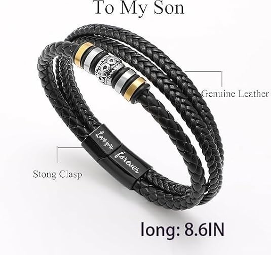 To My Son Gift for Son Bracelet Love from Mom, Dad Forever Birthday, Graduation
