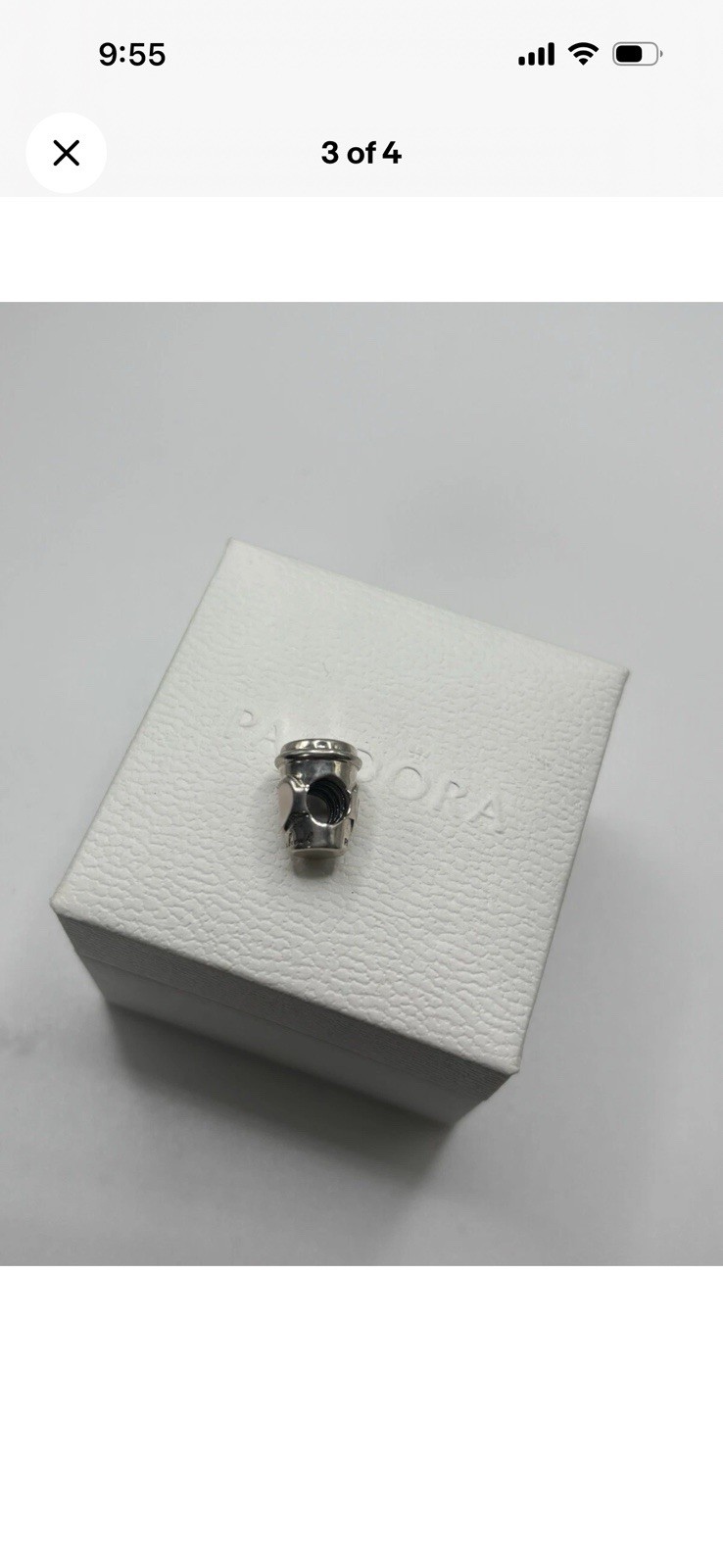 PANDORA Sterling Silver 925 Cup Bead Charm w/ Pink Enamel Heart – Signed