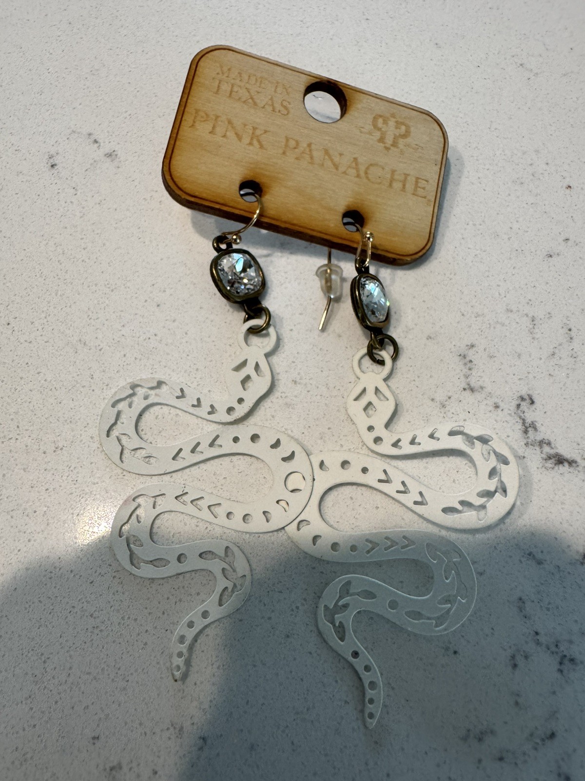 Pink Panache snake hook Earrings whit Tone Made in Texas