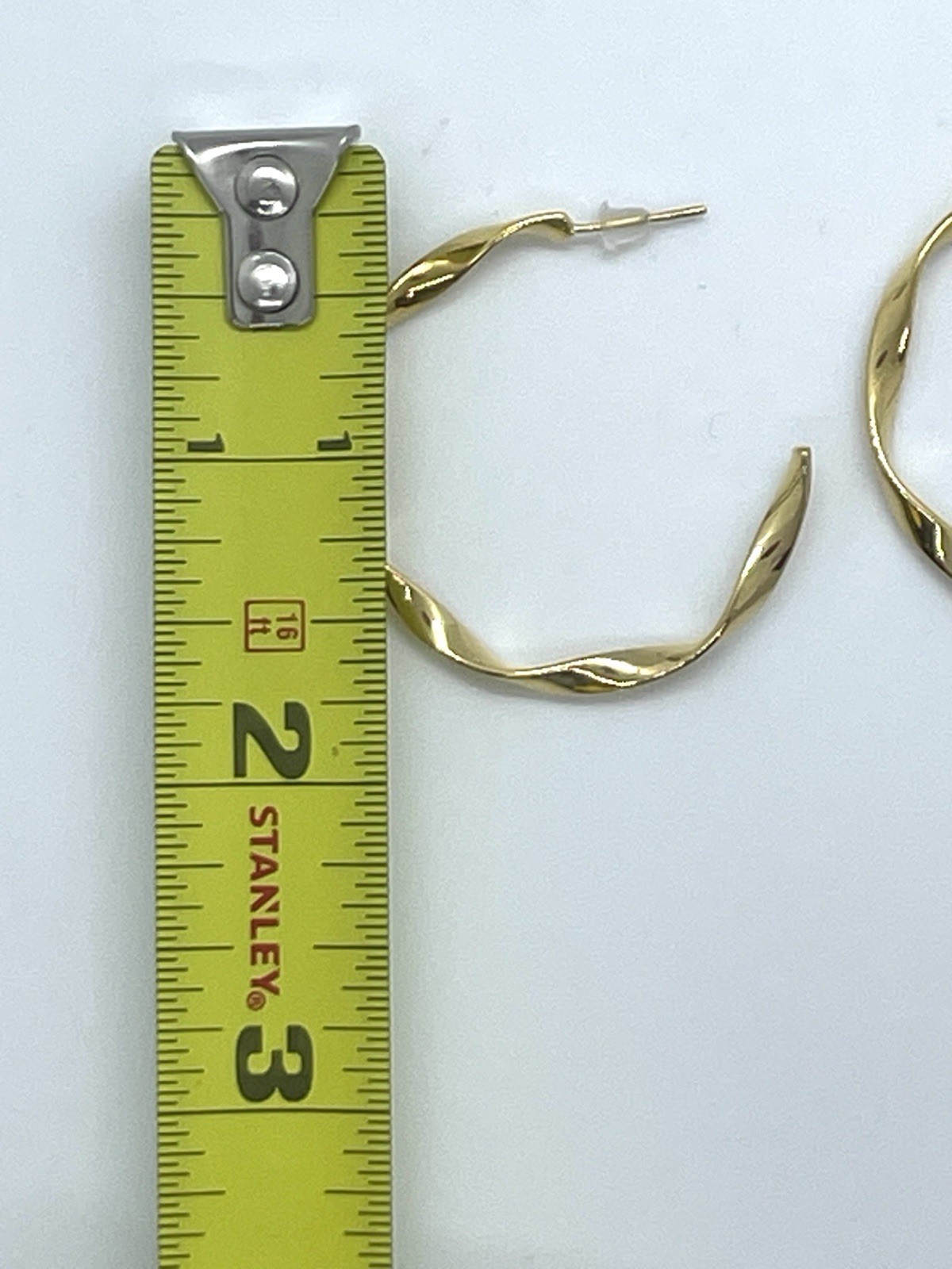 Gold Twisted Hoop Earrings Bold Medium Wave Wavy Statement Chunky Hoop C-Shaped