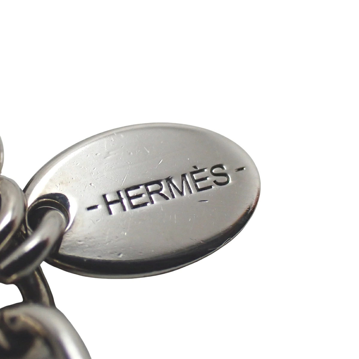 Hermes Buffalo Horn Chain Necklace Metal Accessory Jewelry Pendant Brown Tea Kha