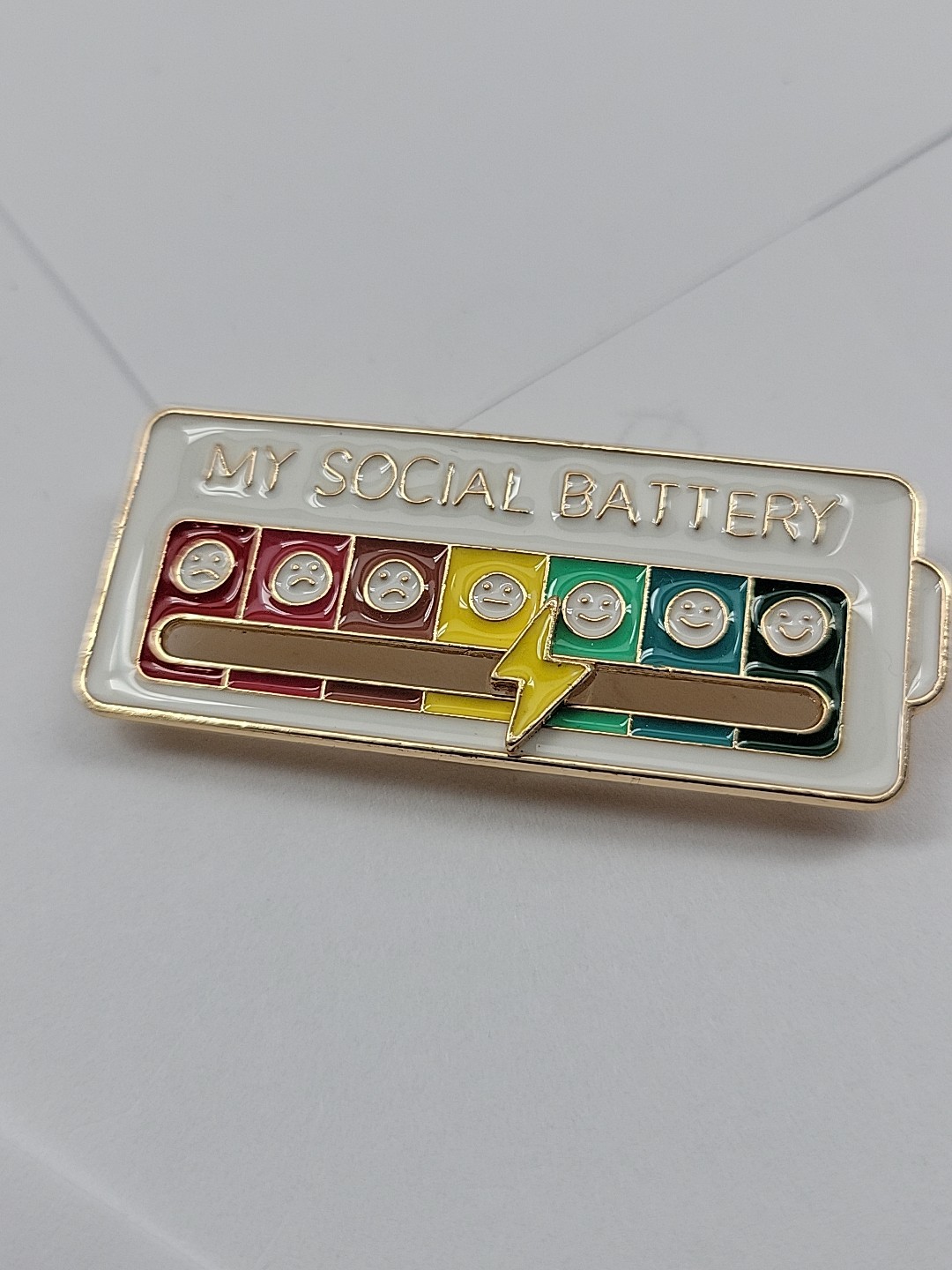 My Social Battery Lapel pin, adjustable slide, novelty collector pin