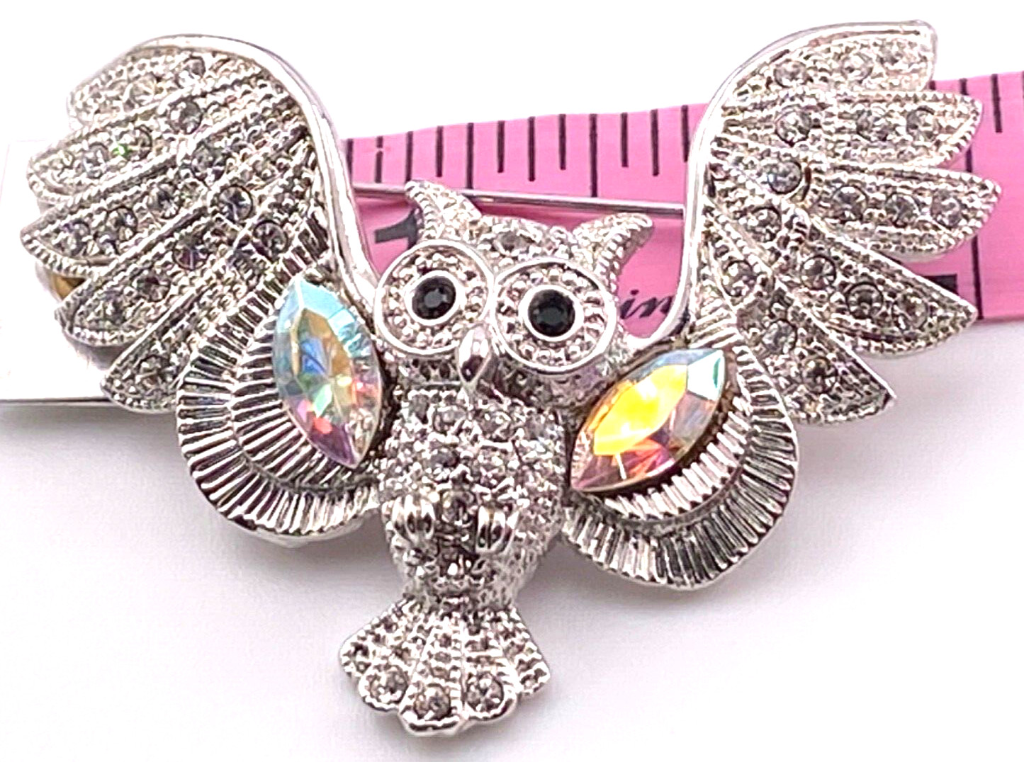 Spectacular Rhinestone 2” Sparkling Owl Brooch Pin 004-172