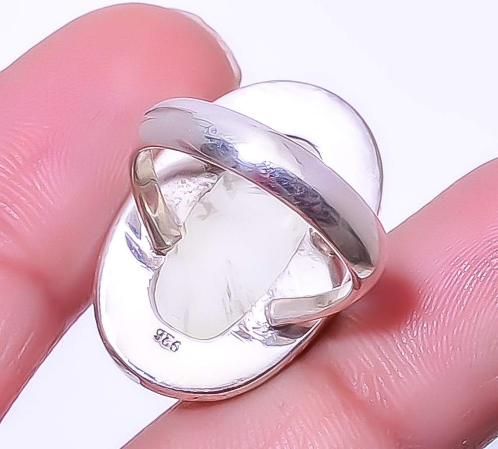 Prehnite Gemstone 925 Silver Plated Handmade Jewelry Ring s.7 A32