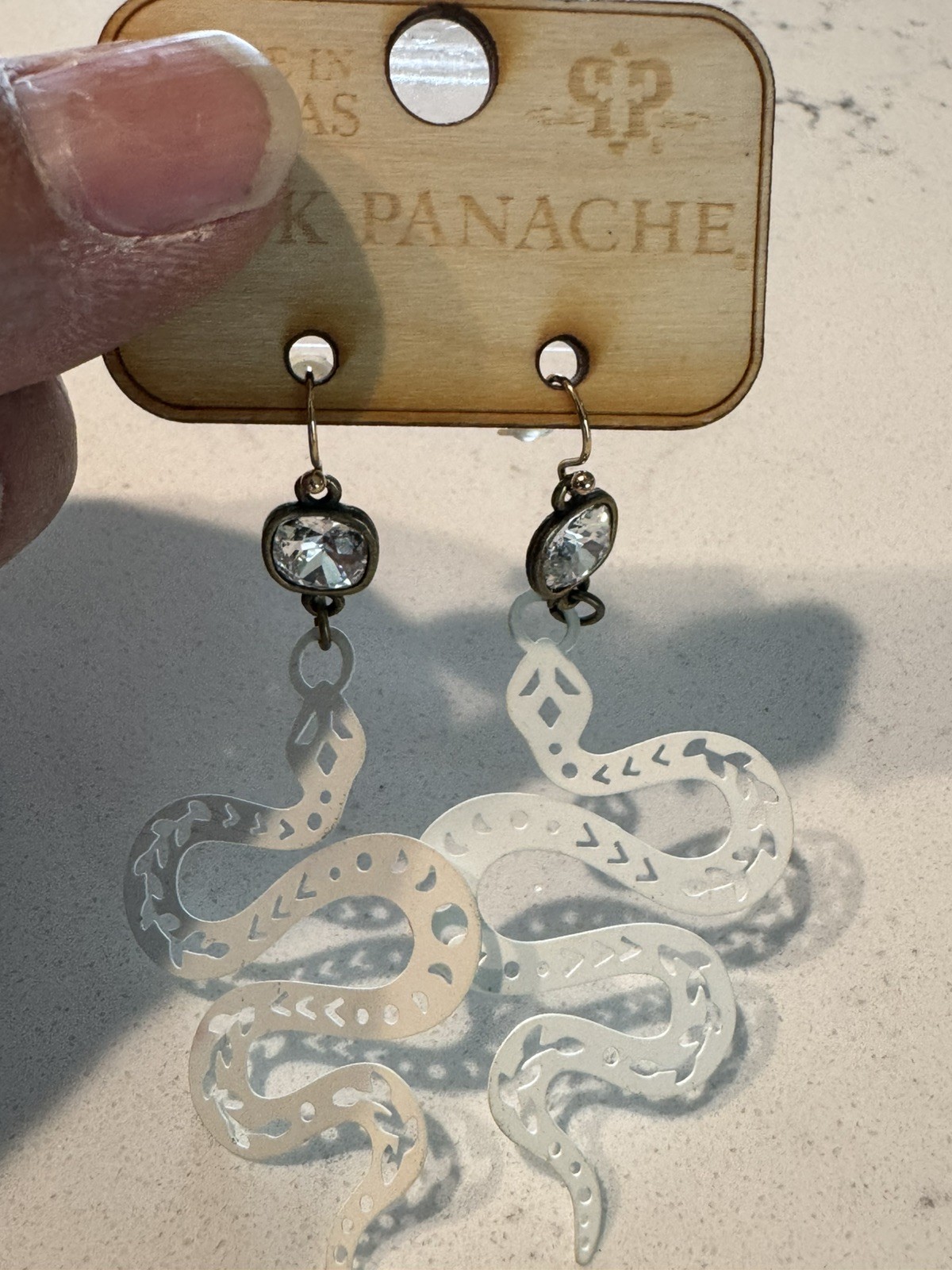 Pink Panache snake hook Earrings whit Tone Made in Texas