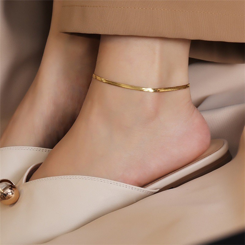 Titanium Steel Snake Bone Chain Anklet Women’s Ankle Foot Jewelry Bracelet Gifts
