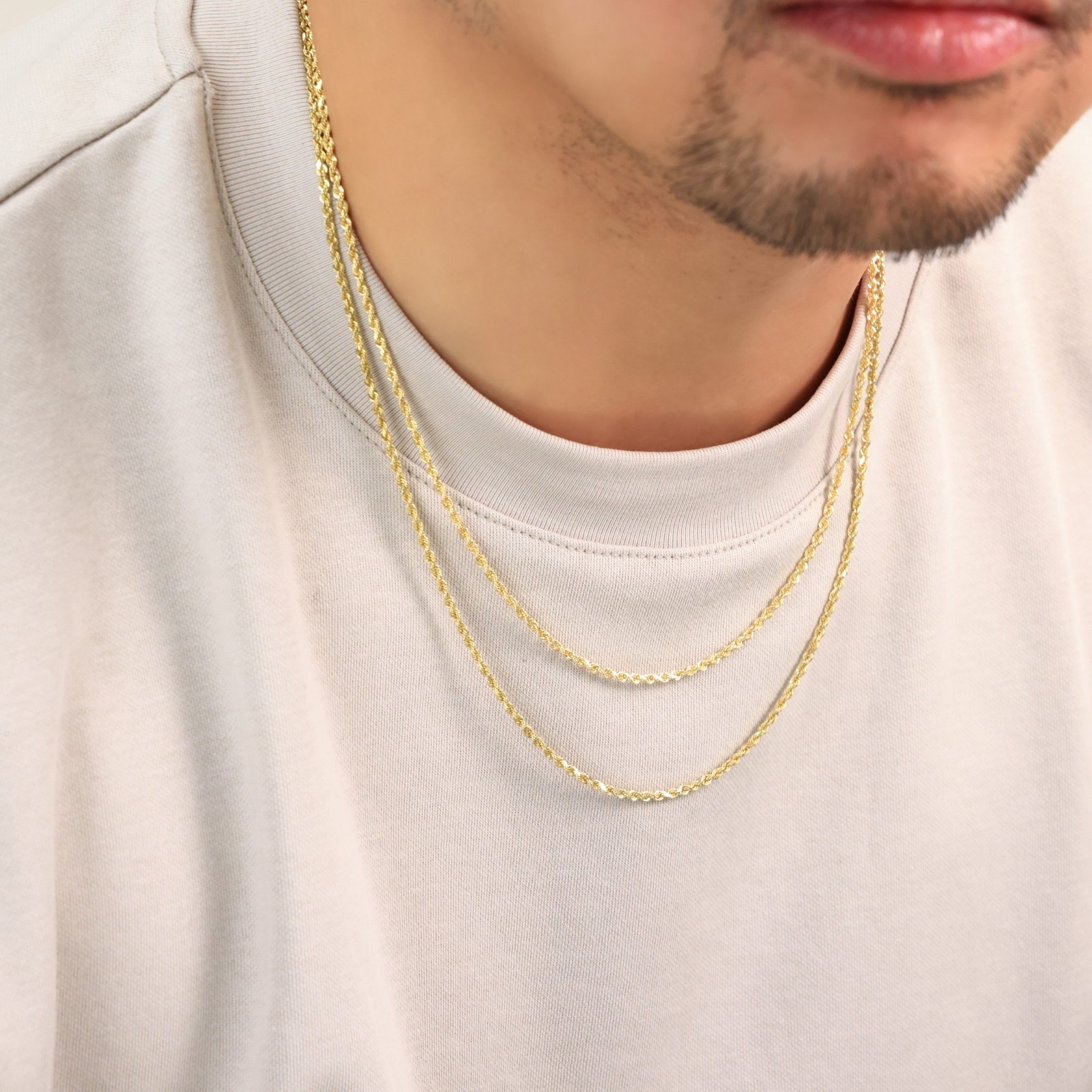 18k Yellow Gold 2mm Diamond Cut Rope Chain Italian Necklace Mens Womens 16″-26″