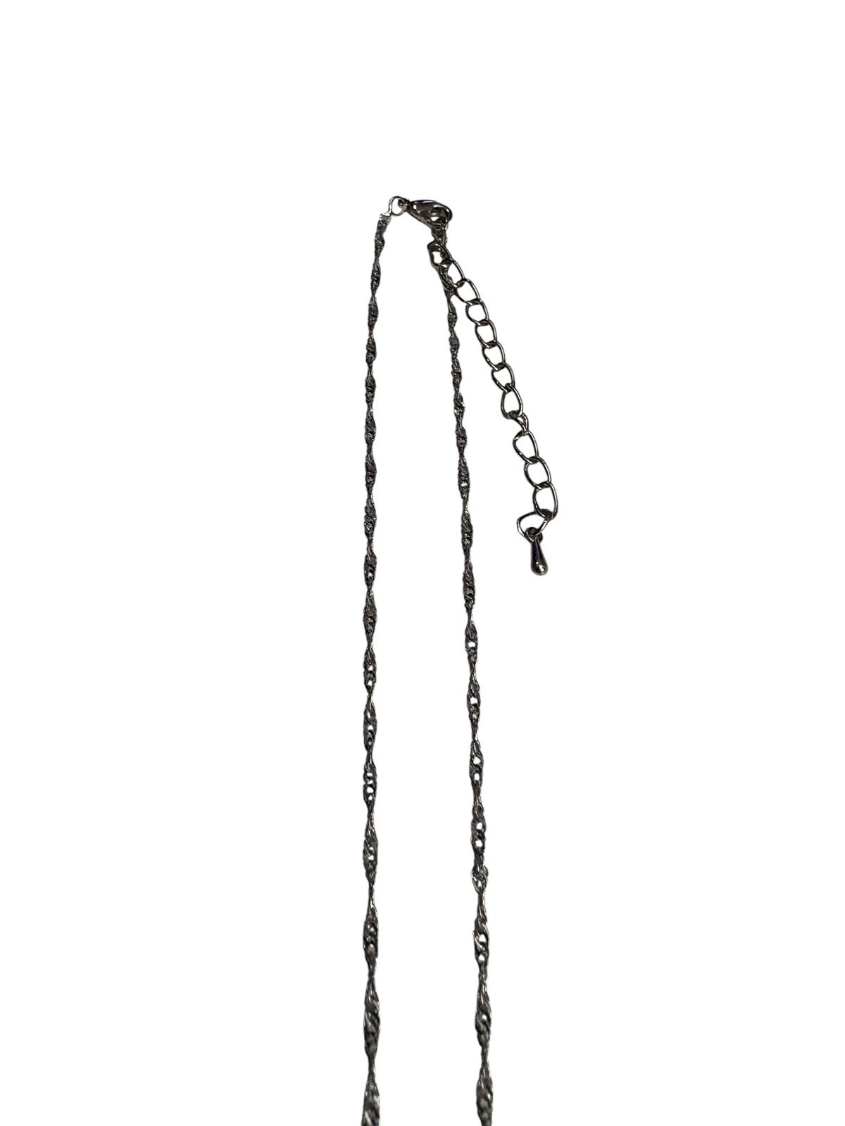 Dark Blue Heart Pendant On 18” Silver Tone Twisted Chain w/Extender 2.5” Jewelry