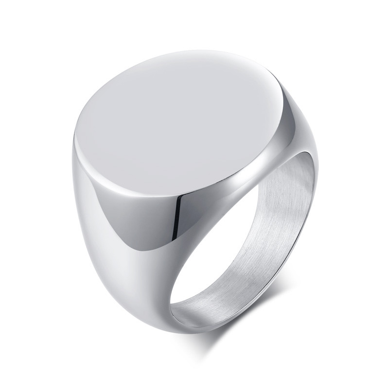 Blank Solid Top Men Signet Ring Band Stainless Steel Biker Gift Fashion Jewelry