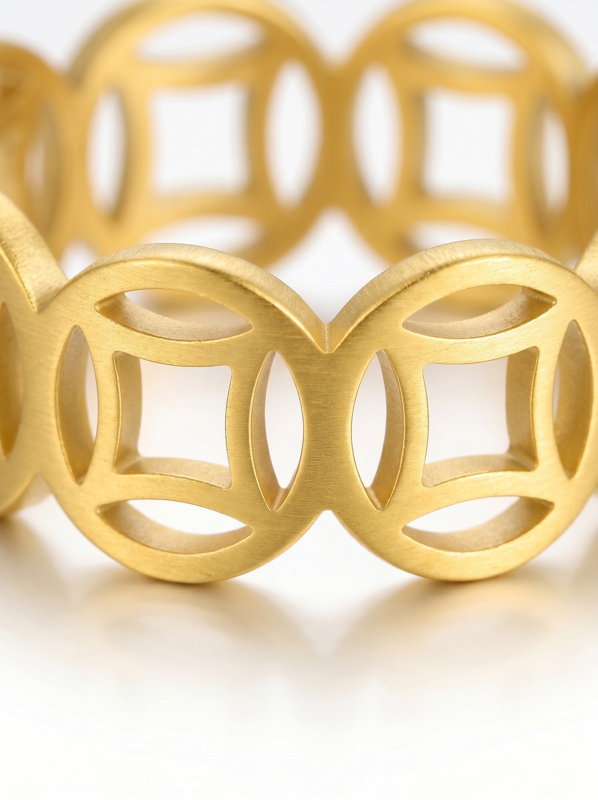 Chinese Coin Ring, Gold-Tone Band w/ Traditional Chinese Prosperity Symbol