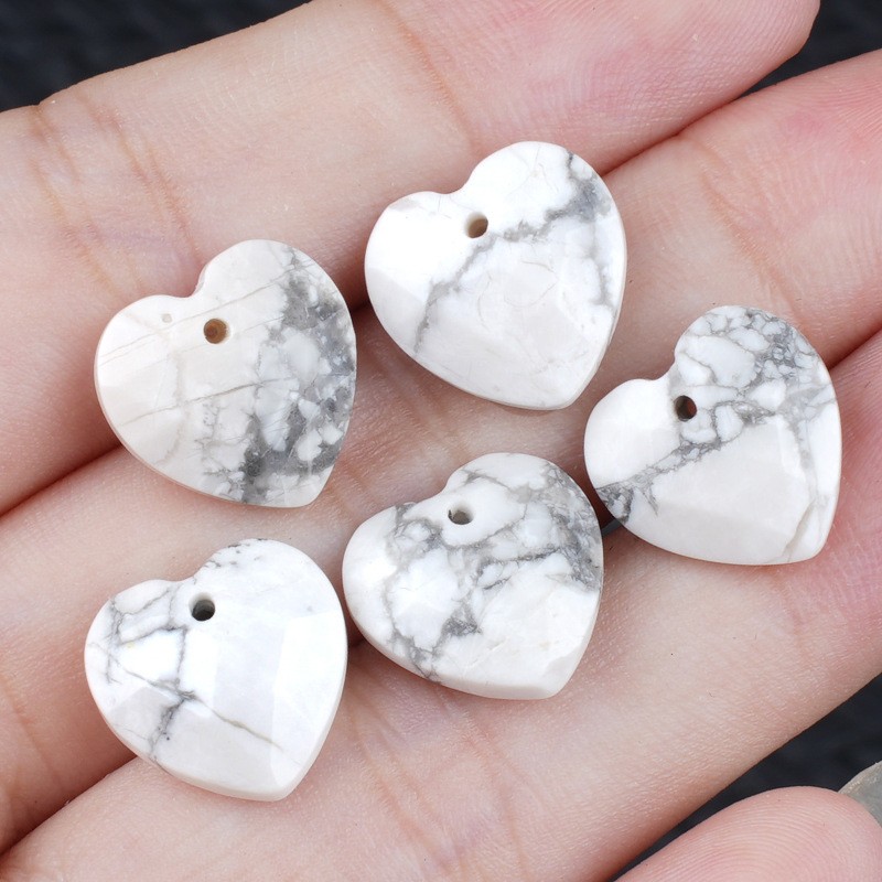20pcs Mixed Natural Stone Heart Beads 13mm Pendants DIY Jewelry Making Bracelet