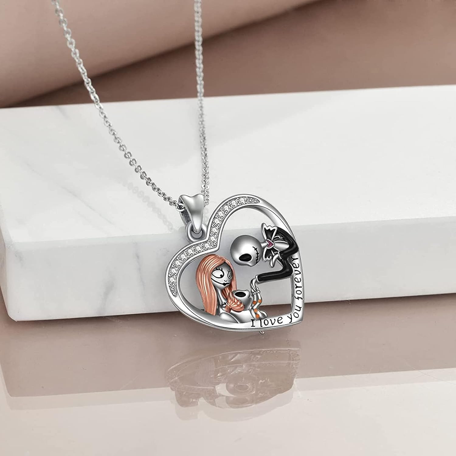 Nightmare Necklace Gifts Sterling Silver Jack Infinity Heart Family Pendant I Lo