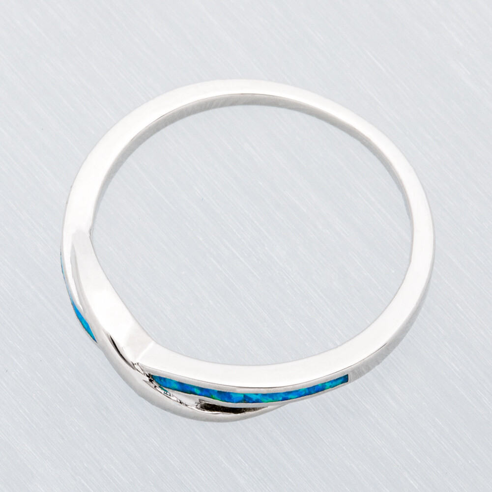 Blue Fire Opal Silver Jewelry Anniversary Women Infinity Ring Size 6 7 8 9 10