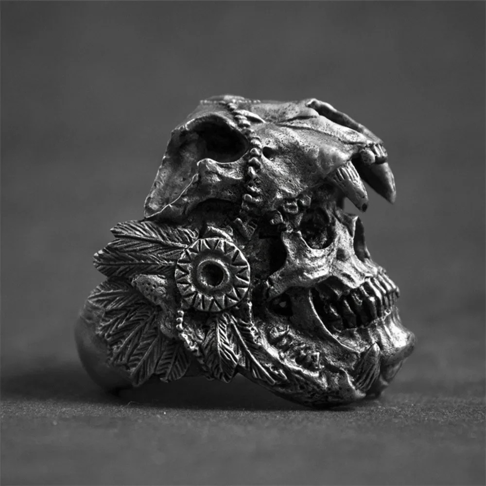 Retro Skull Ring Punk Hip Hop Men’s Fashion Street Party Jewelry Gift Ring