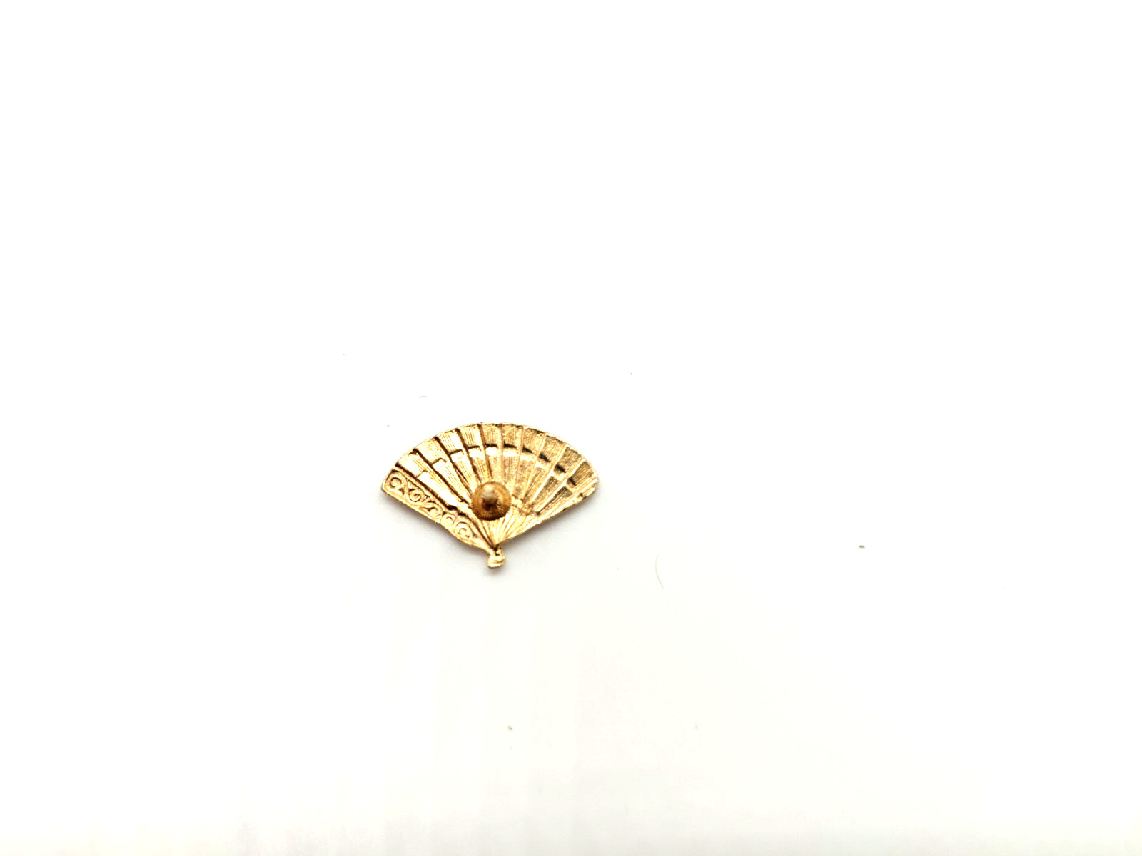 Vintage Pleated Fan Brooch Pin Gold Tone Very Small 1/2 Inch