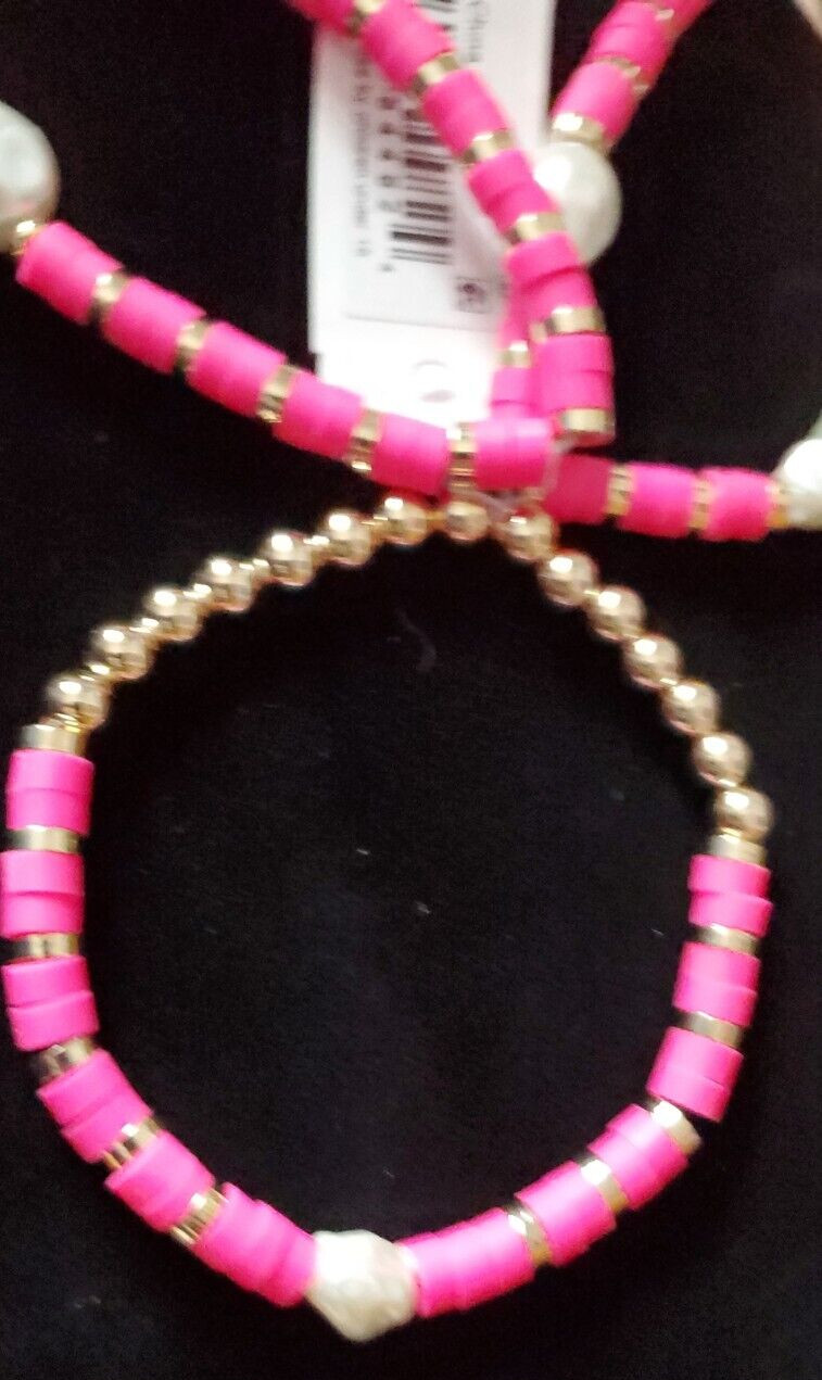 Karl Lagerfeld Paris Gold Plated Faux Pearl Strand Bracelet 3-Pc Set Pink J2