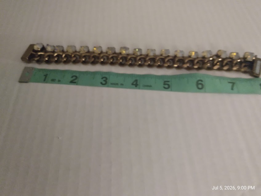 Chico s Thick Goldtone Metal Chain Rhinestone Bracelet