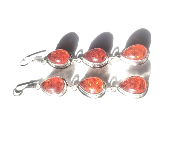 Baltic Amber (Lab-Created)Gemstone 925 Sterling Silver Handmade Jewelry Earrings