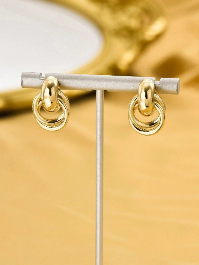 1 pair gold twist hoop earrings – simple fashion statement for everyday wear NEW