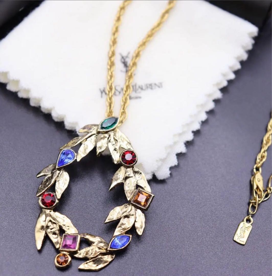 Saint Laurent Necklace Vintage Stone YSL