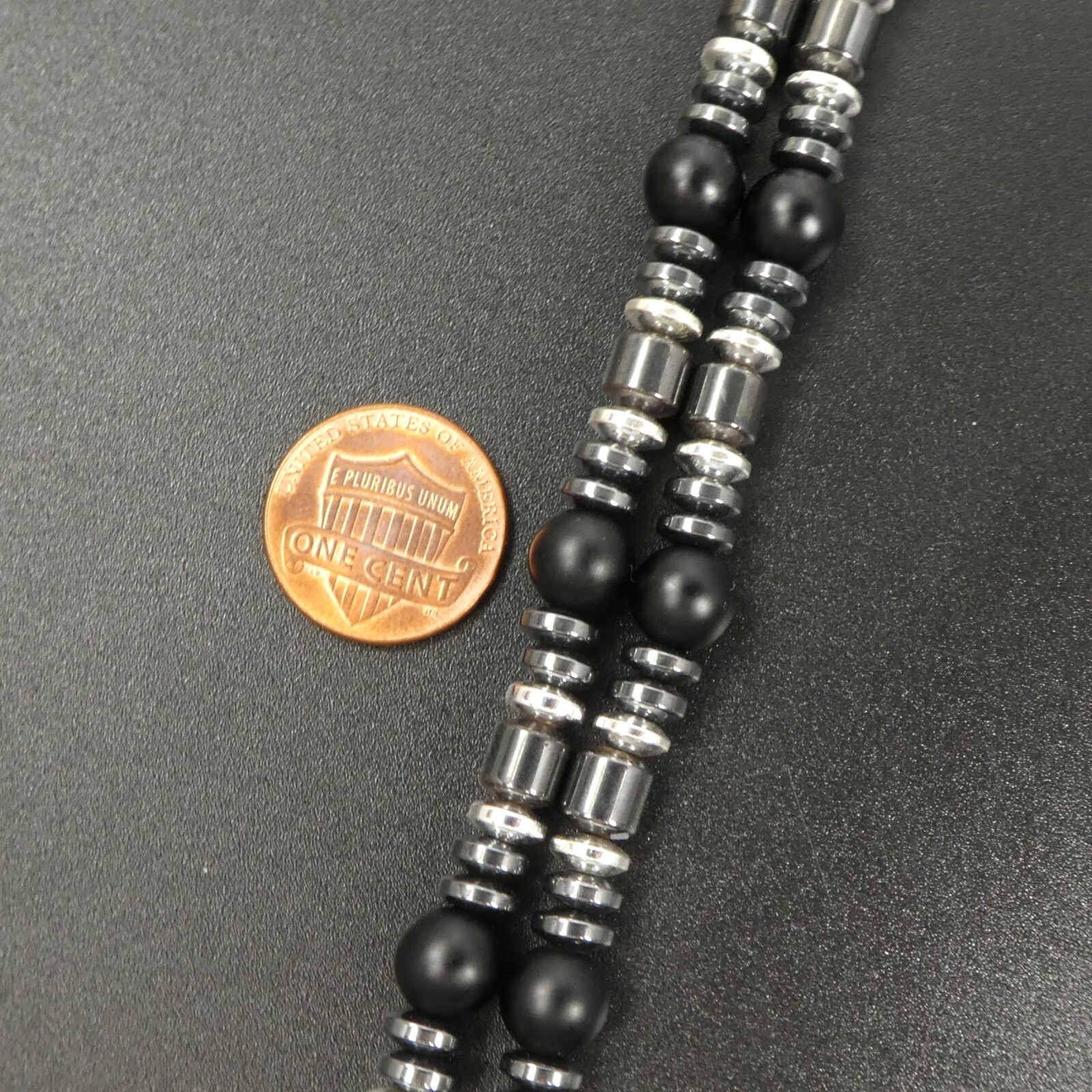Matte Black Onyx Pointed Hematite Crystal Pendant 29″ Long Necklace Man Gift