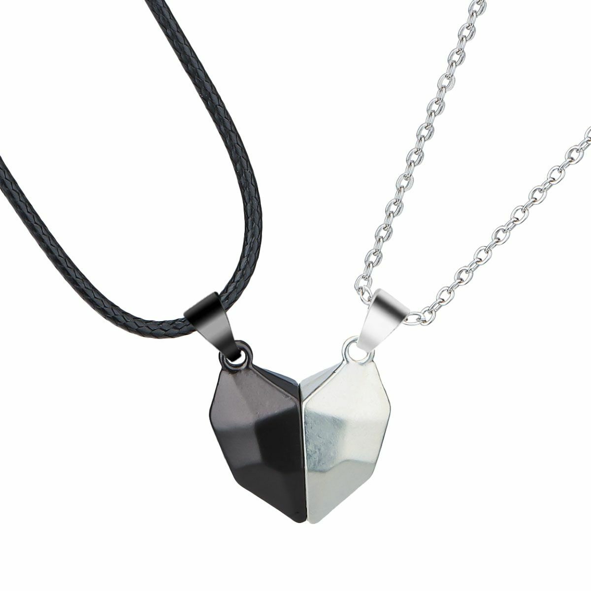2pcs Magnetic Couple Necklace Heart Friendship Matching Pendant Jewelry Set Gift