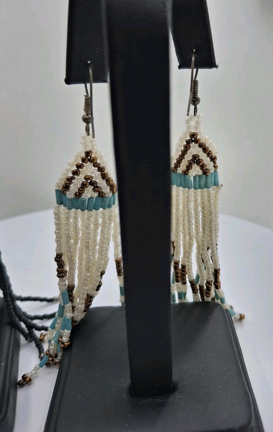 Two Pair Handbeaded Small Bead Dangle Hook Earrings