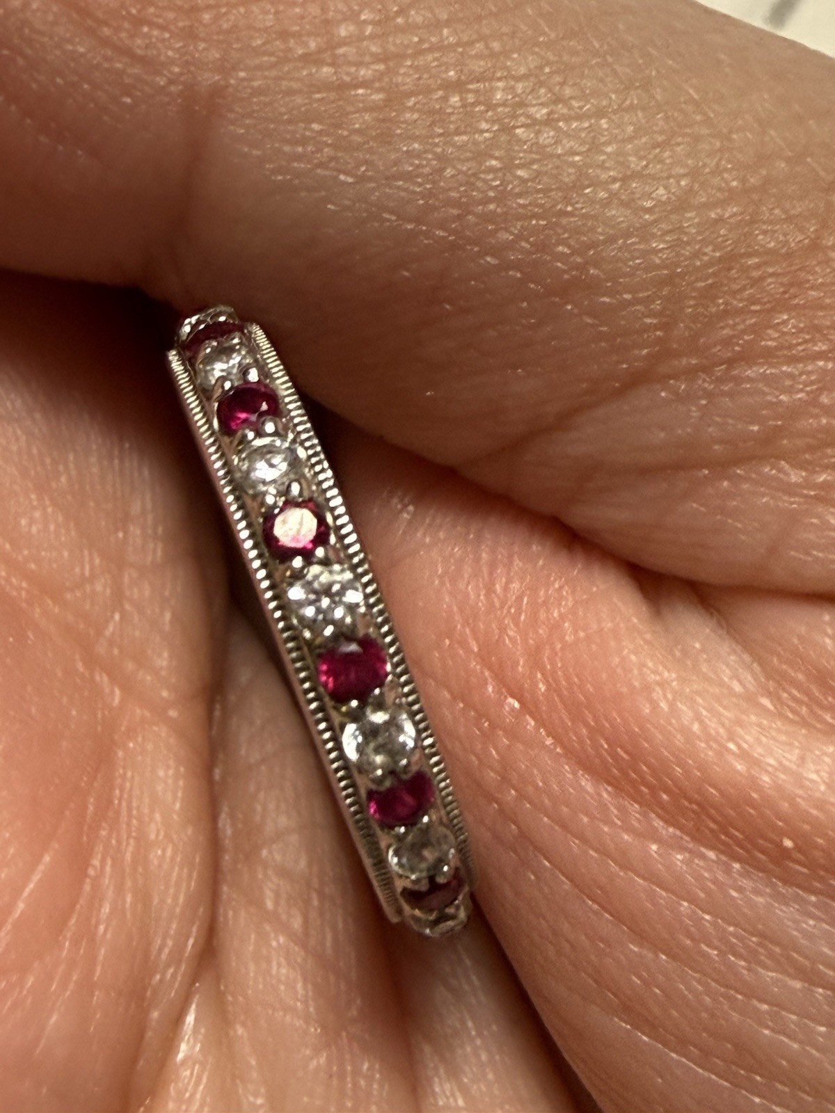 Tacori CZ 925 sybthetic ruby & cubic zirconia eternity band In very good