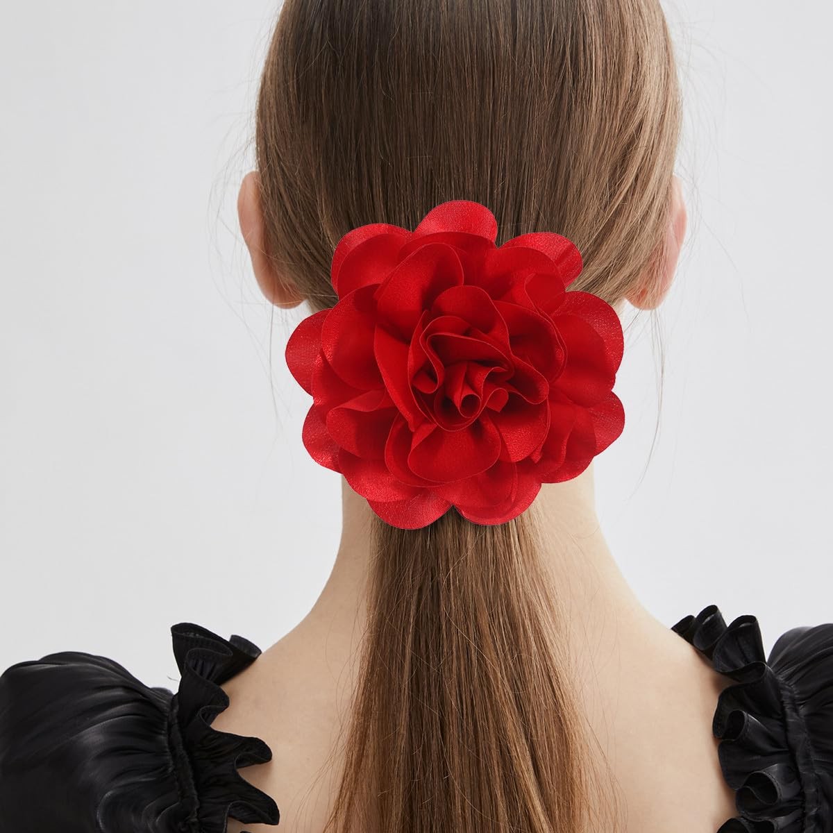 6.3 Inches Red Rose Hair Clip Large Flower Brooches for Women | Elegant Red F…