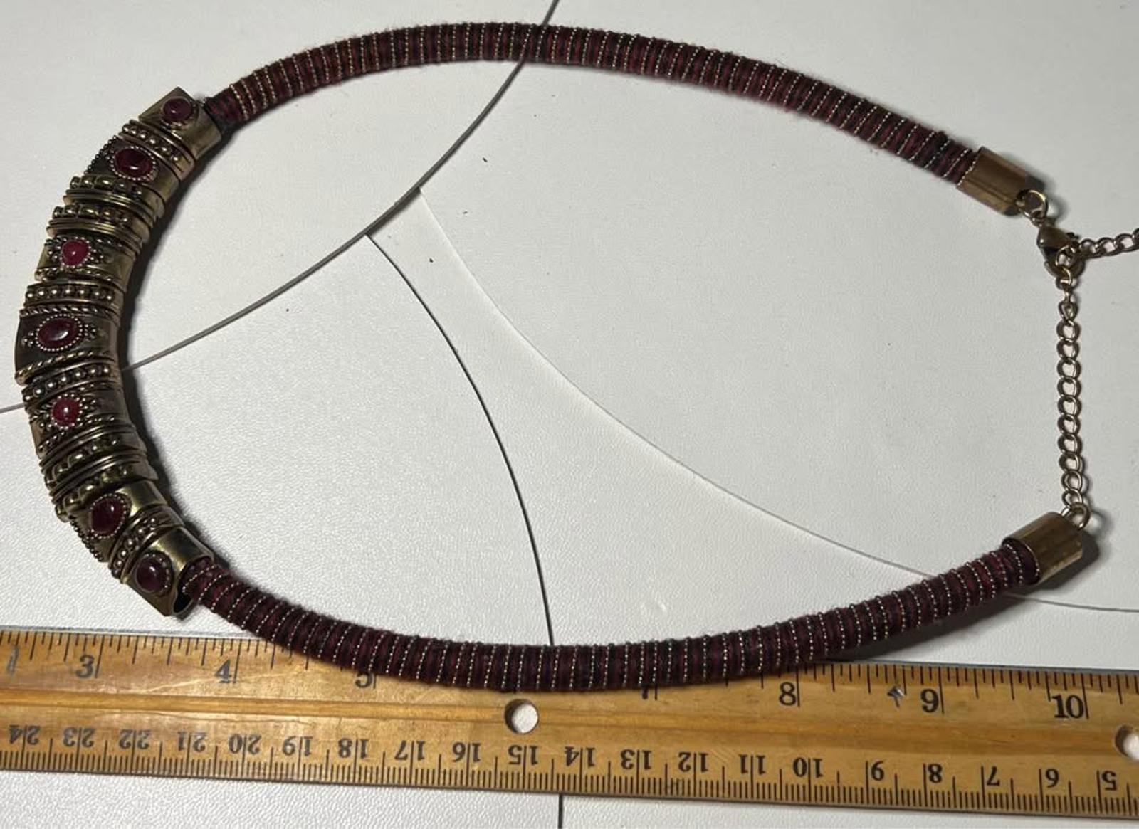 Red and Gold Heavy Statement Necklace in Perfect Condition