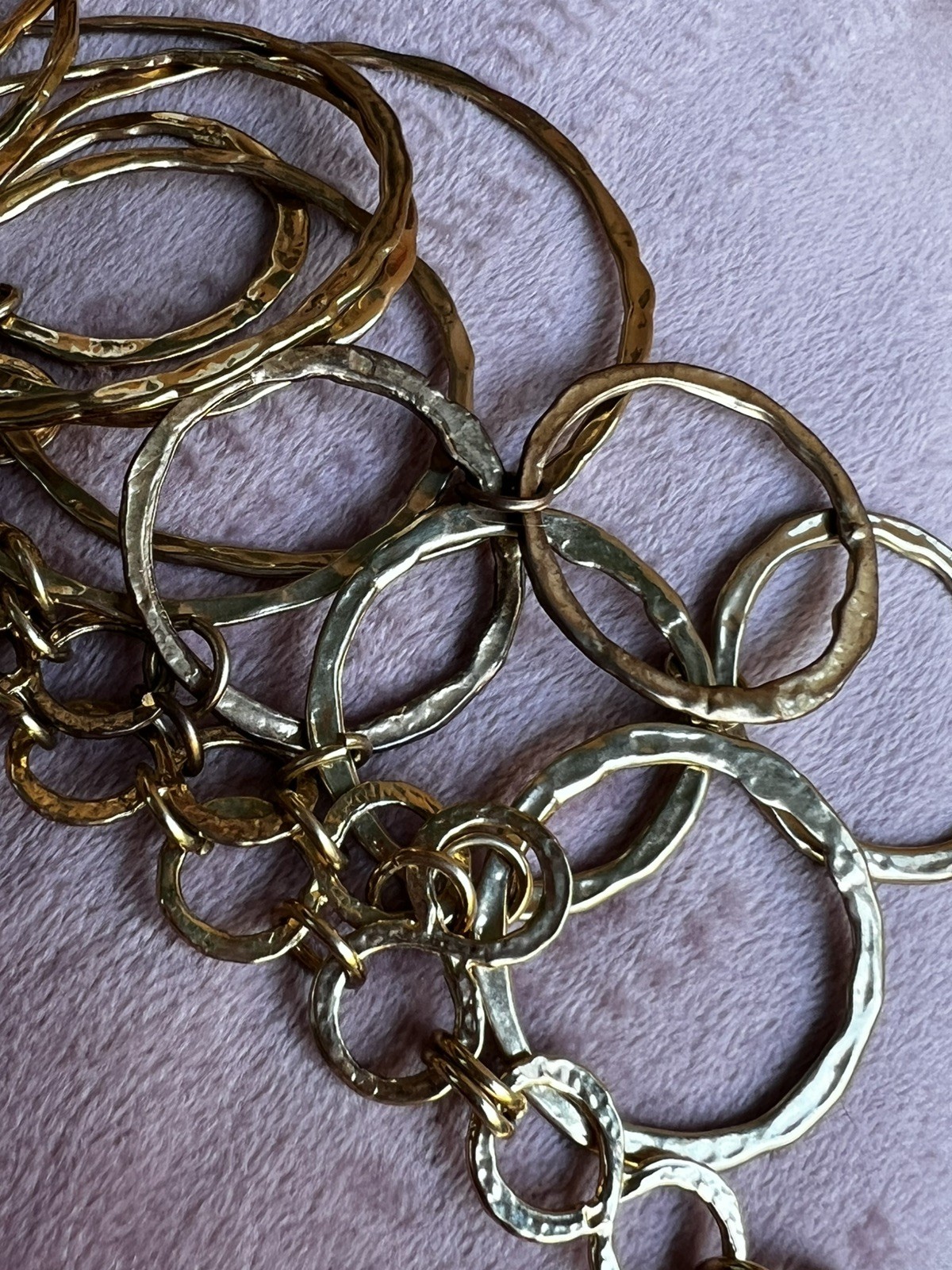 Kenneth Cole Reaction Gold Tone Hammered Circles and Rings Statement Necklace