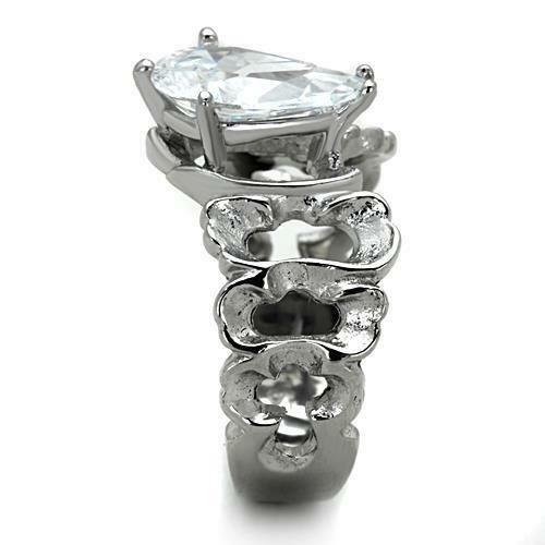 TK1534 – High polished (no plating) Stainless Steel Ring with AAA Grade CZ in