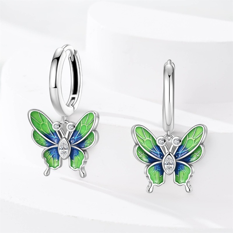 PANDACH 925 Sterling Silver Butterfly Dangle Earrings for Women Birthday Gift