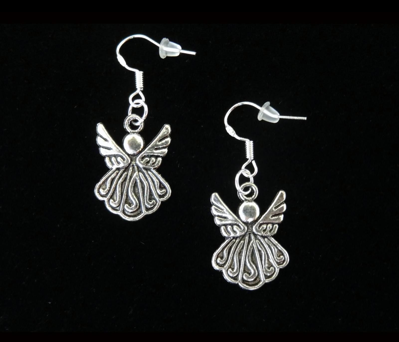 VINTAGE STYLE SILVER ANGEL EARRINGS~CHRISTMAS EASTER GIFT FOR HER~STERLING HOOK