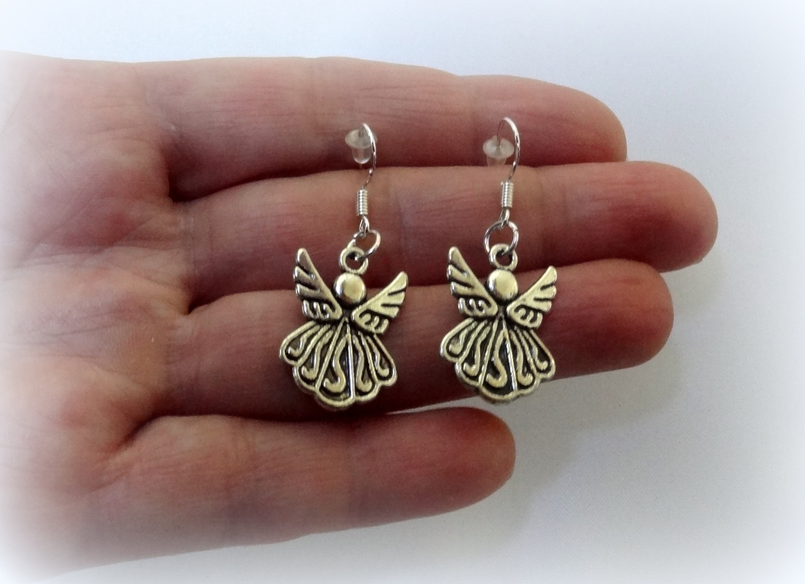 VINTAGE STYLE SILVER ANGEL EARRINGS~CHRISTMAS EASTER GIFT FOR HER~STERLING HOOK