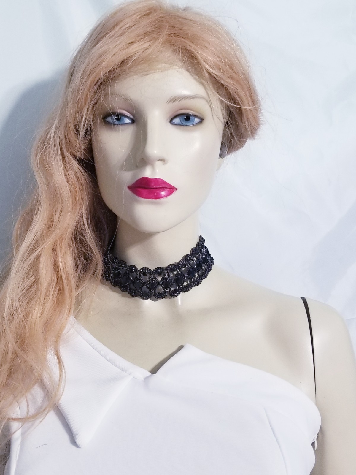 Black Gothic Rhinestone Choker Necklace Collar Prom Pageant Jewelry