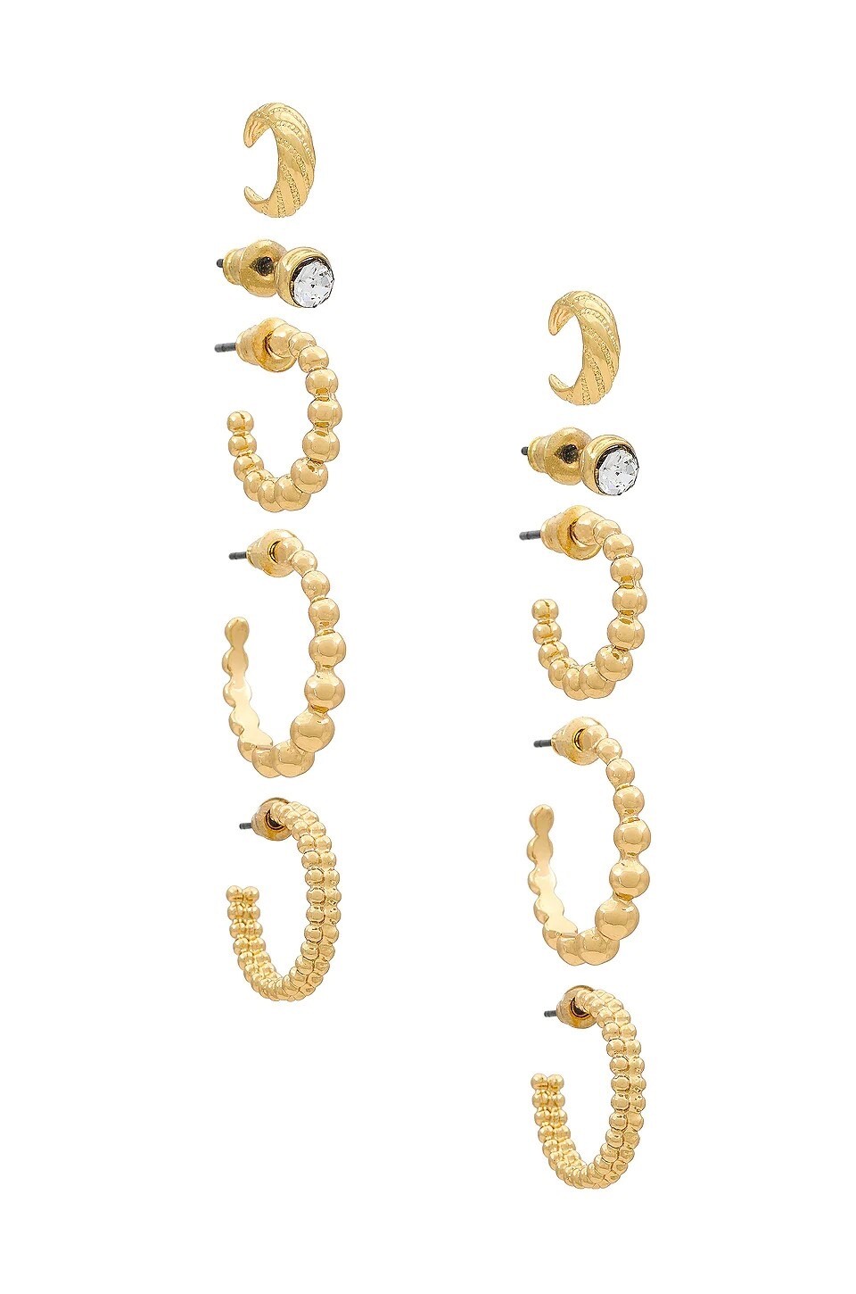 8 Other Reasons Bubble Earring Set in Gold New Womens hoops cuffs stud