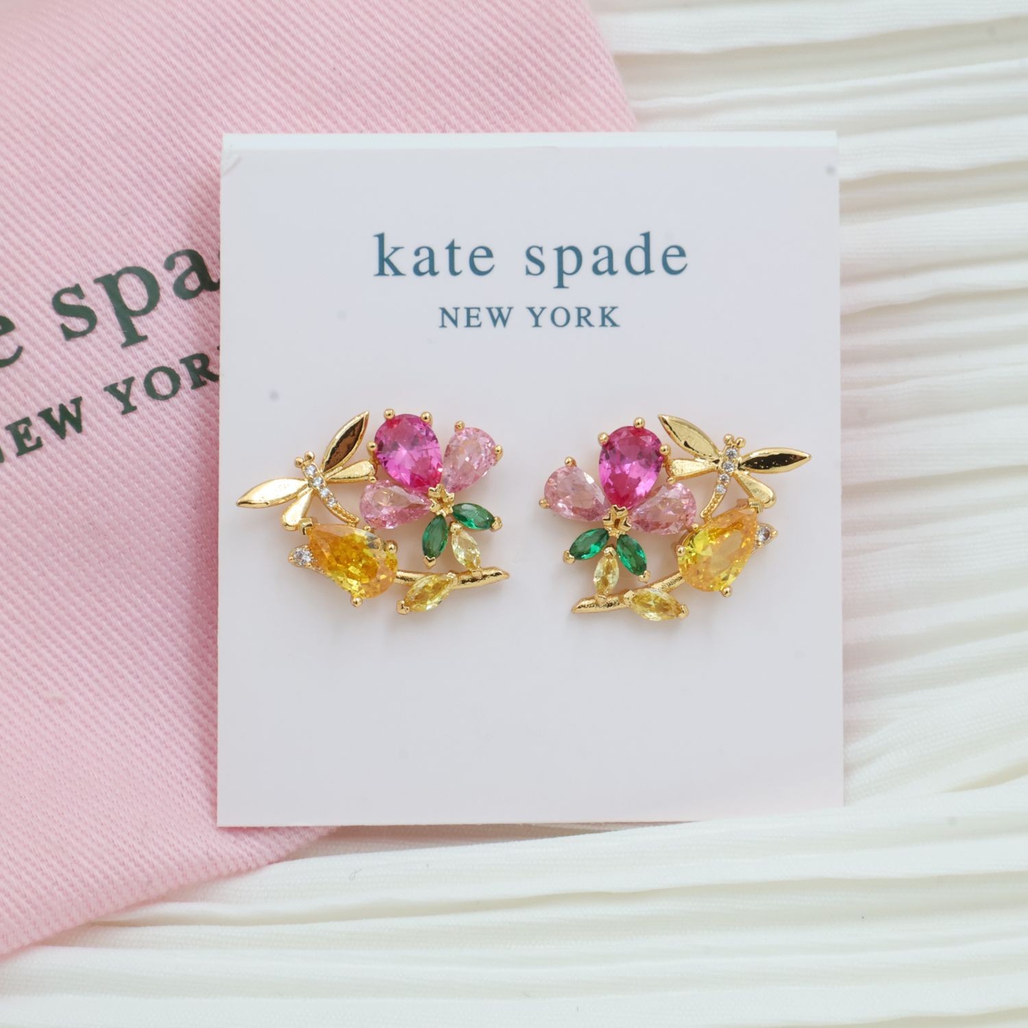 Kate Spade Greenhouse Gold Floral Cluster Stud Earrings