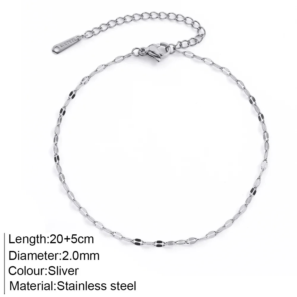 Good Quality Women’s High-end Stainless Steel Anklets Box Chain Clip Bead Chain