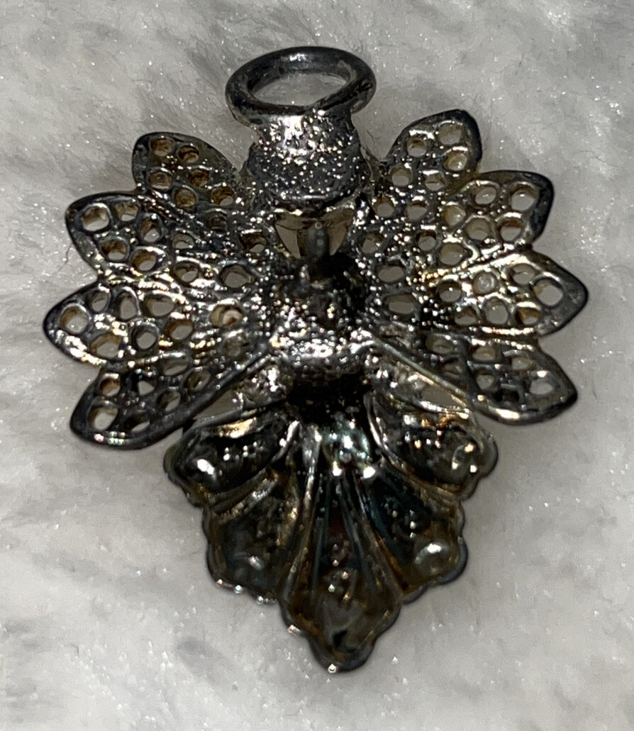 Christmas Pin Angels On High by Roman, Inc Silver Tone W/ Faux Pearl 2003 READ