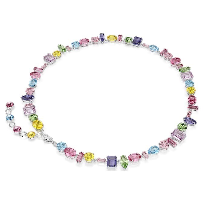 Swarovski Gema Necklace Mixed-cut, glittering and dazzling, rhodium-plated