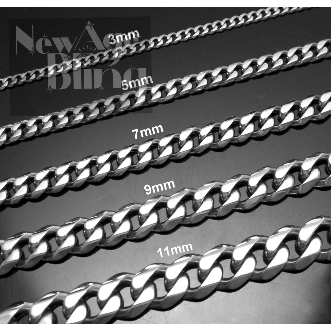 Stainless Steel 316L Chain Cuban Curb Women Men 16-36″ Necklace Jew 3/5/7/9/11mm