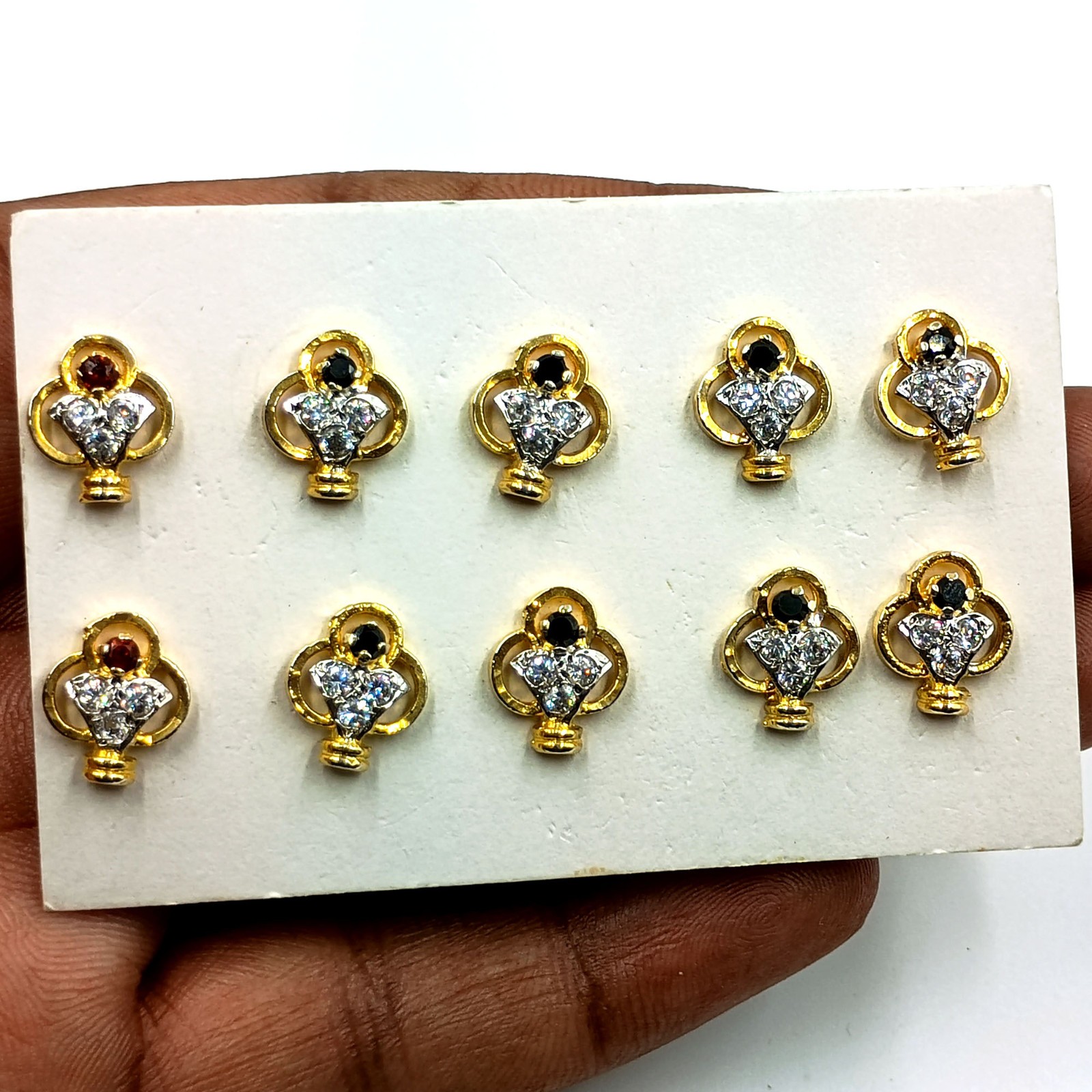 22k Gold Plated CZ Stud Earrings Handmade Traditional South Indian Jewelry